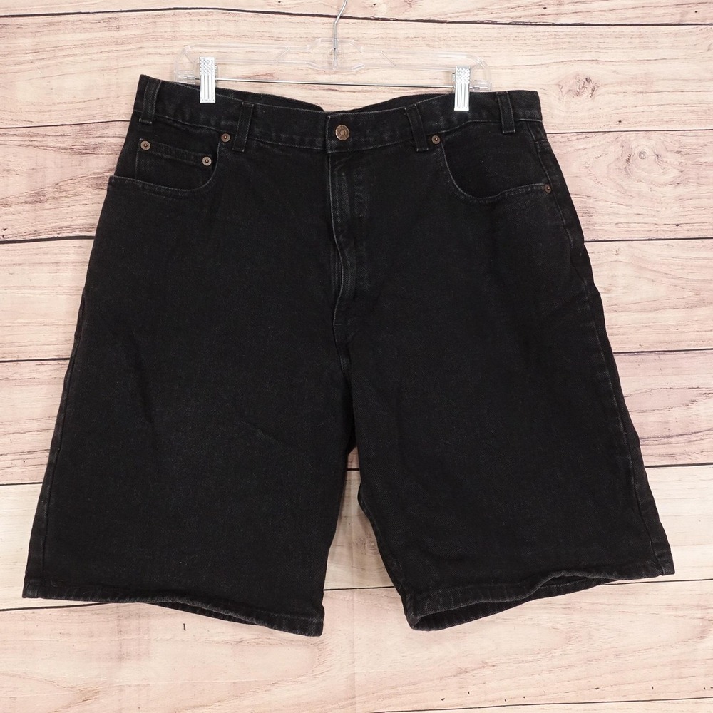 Vintage Arizona Jeans Shorts Mens 36 (38) Black Denim Relaxed Loose Fit Baggy